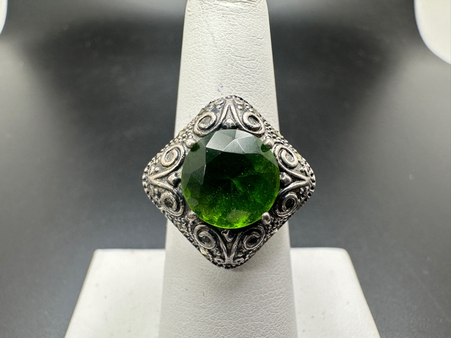 Sterling Silver Peridot Ring Size 6.5 7.7g [Photo 3]