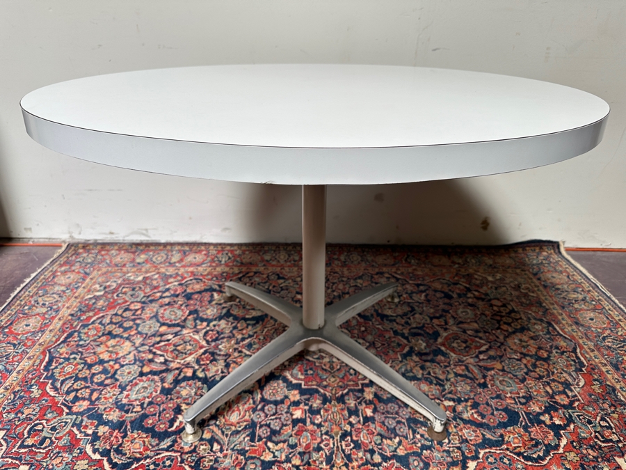 Vintage Mid-Century Modern Round Table White XI 41.75W X 27.75H [Photo 2]