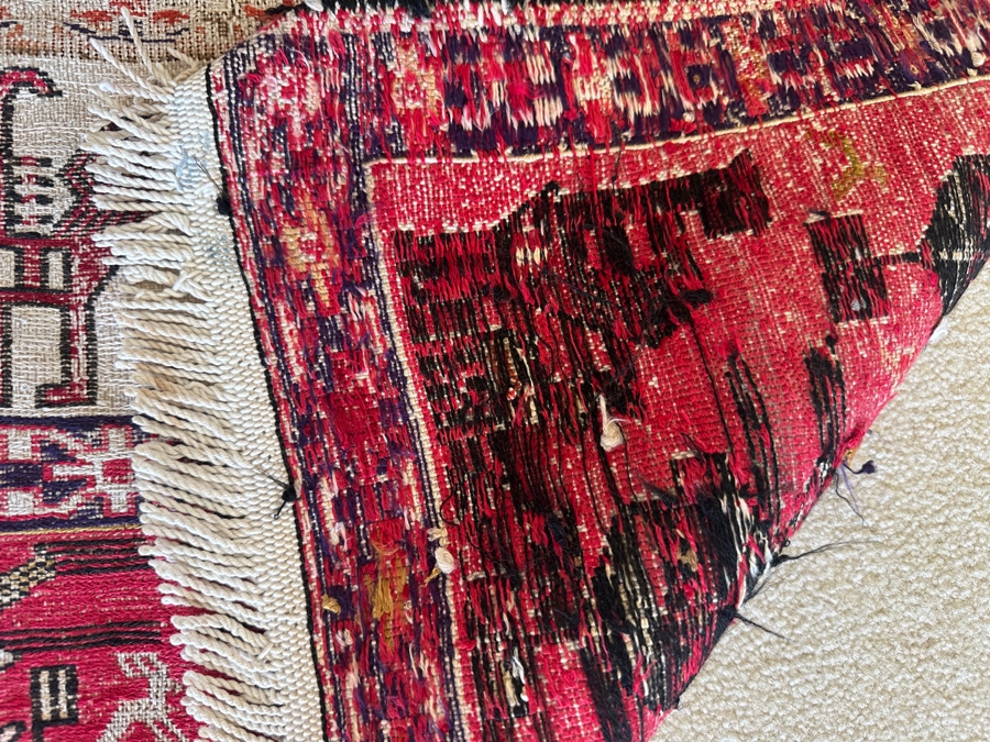 Antique Handmade Turkish Kilim Soumak Wool Area Rug 44.5 X 73 [Photo 9]