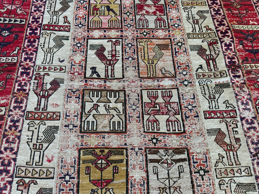 Antique Handmade Turkish Kilim Soumak Wool Area Rug 44.5 X 73 [Photo 6]