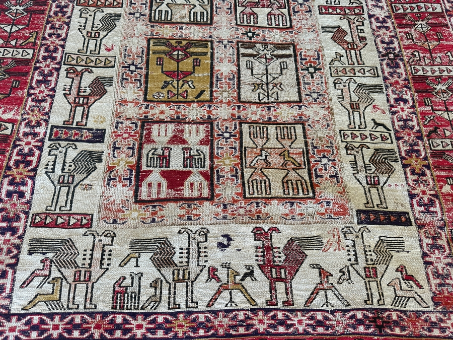 Antique Handmade Turkish Kilim Soumak Wool Area Rug 44.5 X 73 [Photo 5]