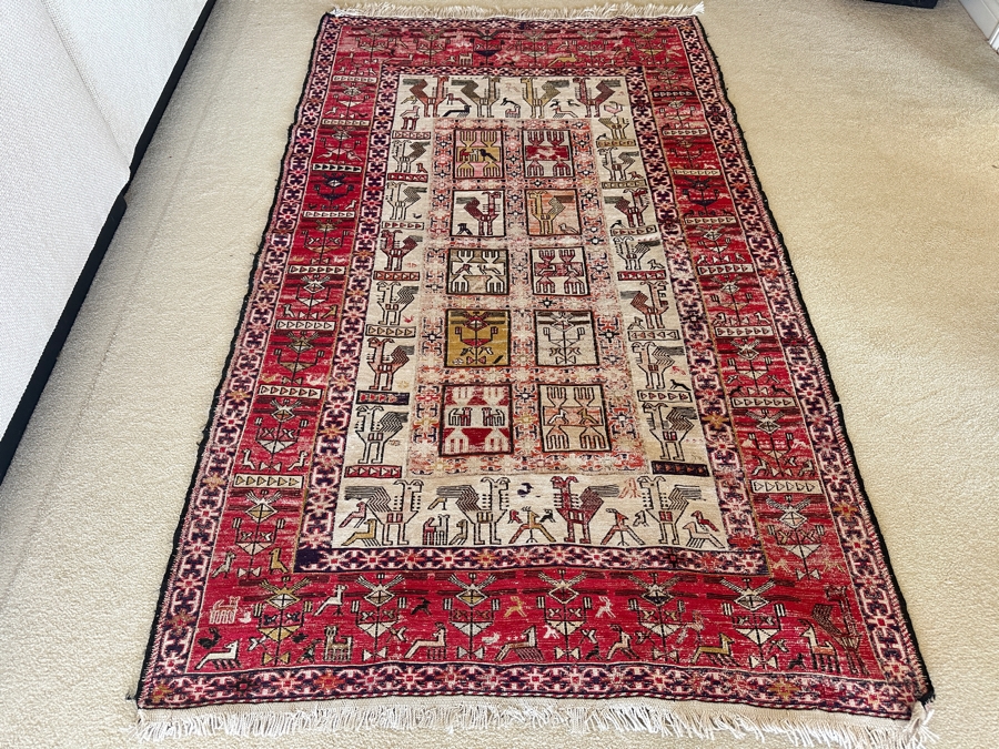 Antique Handmade Turkish Kilim Soumak Wool Area Rug 44.5 X 73 [Photo 2]