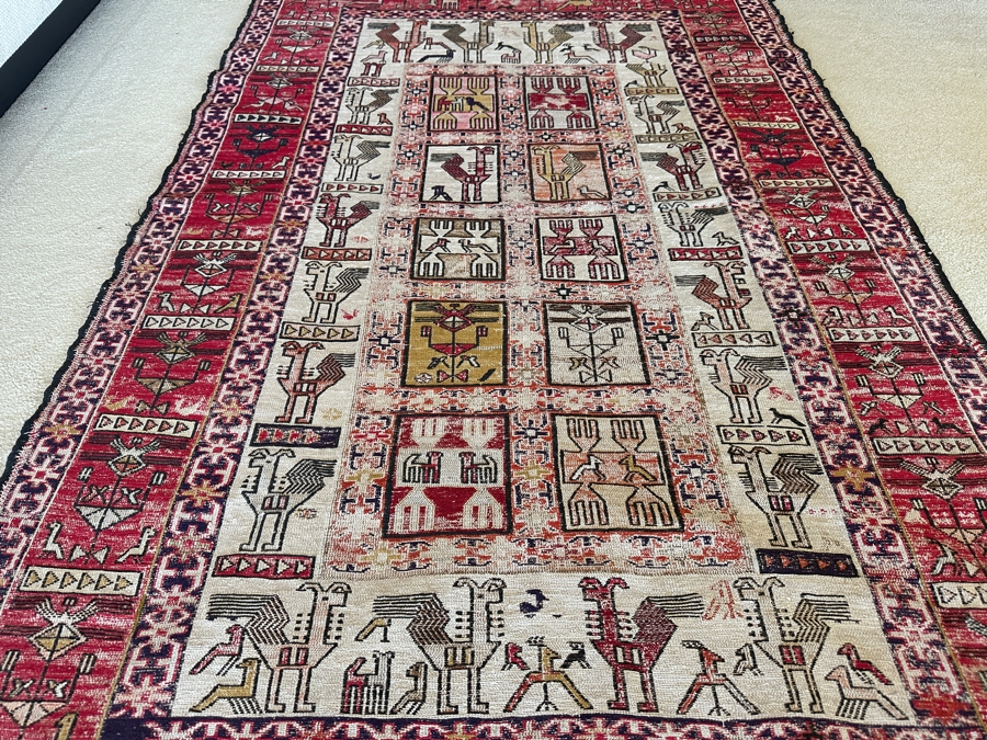 Antique Handmade Turkish Kilim Soumak Wool Area Rug 44.5 X 73 [Photo 4]