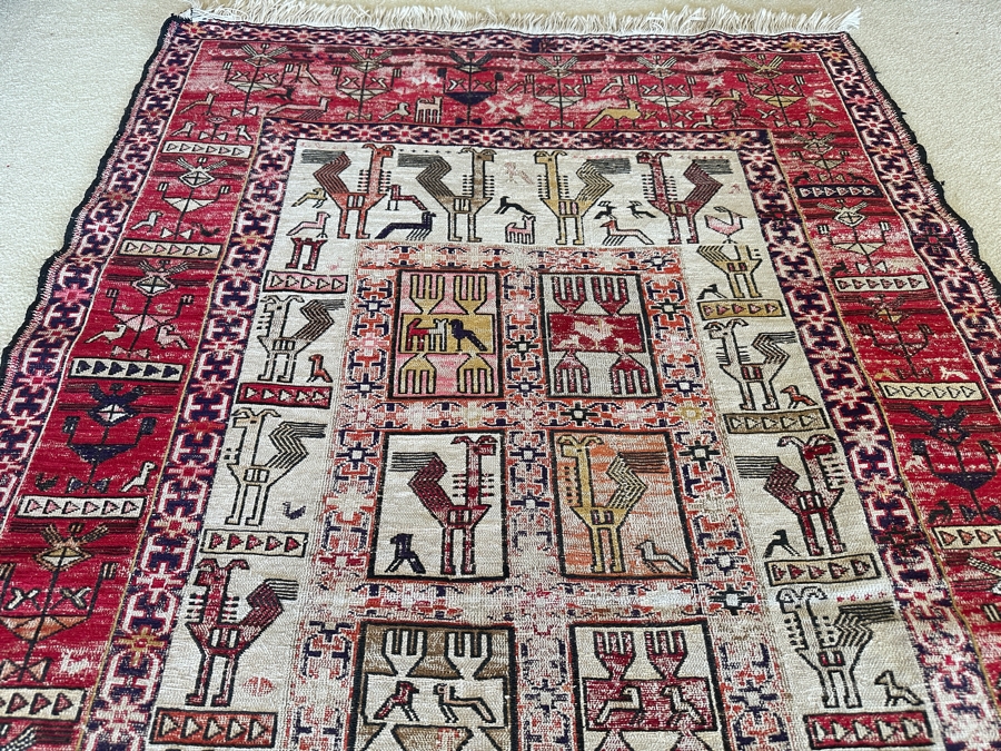Antique Handmade Turkish Kilim Soumak Wool Area Rug 44.5 X 73 [Photo 7]
