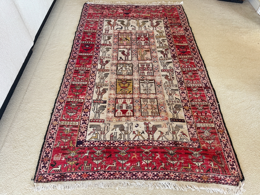 Antique Handmade Turkish Kilim Soumak Wool Area Rug 44.5 X 73 [Photo 1]