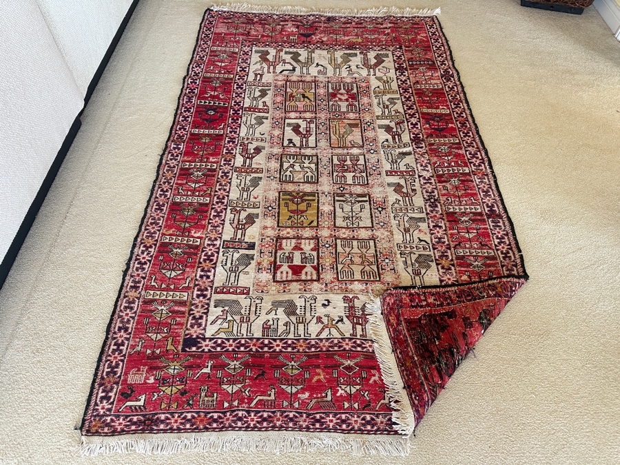 Antique Handmade Turkish Kilim Soumak Wool Area Rug 44.5 X 73 [Photo 8]