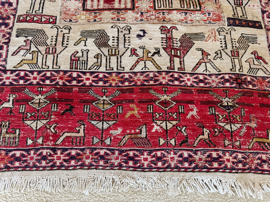 Antique Handmade Turkish Kilim Soumak Wool Area Rug 44.5 X 73 [Photo 3]