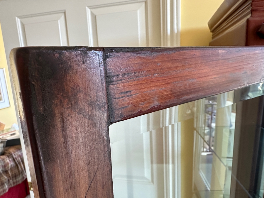 Vintage Chinese Painted Wooden Display Cabinet With Overhead Lighting 36.5W X 19D X 70.5H [Photo 7]