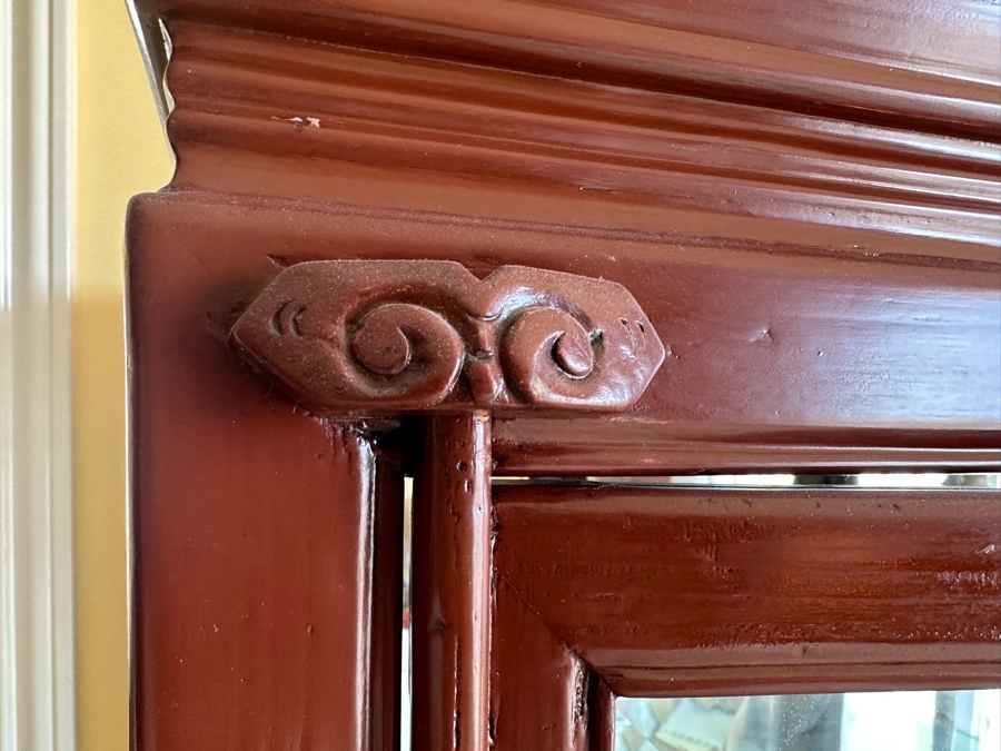 Vintage Chinese Painted Wooden Display Cabinet With Overhead Lighting 36.5W X 19D X 70.5H [Photo 4]