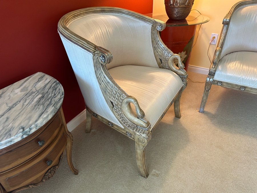 Pair Of Maitland-Smith Swan Occasional Armchairs 27.5W X 28D X 33H Pair Retails For $3,736 [Photo 3]