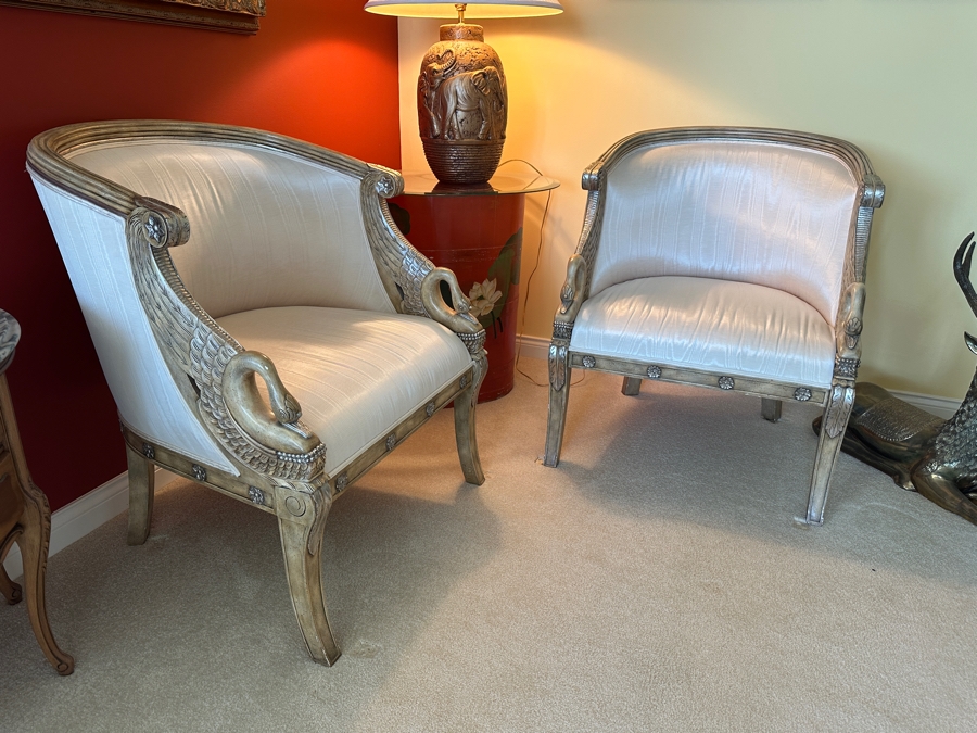 Pair Of Maitland-Smith Swan Occasional Armchairs 27.5W X 28D X 33H Pair Retails For $3,736 [Photo 1]