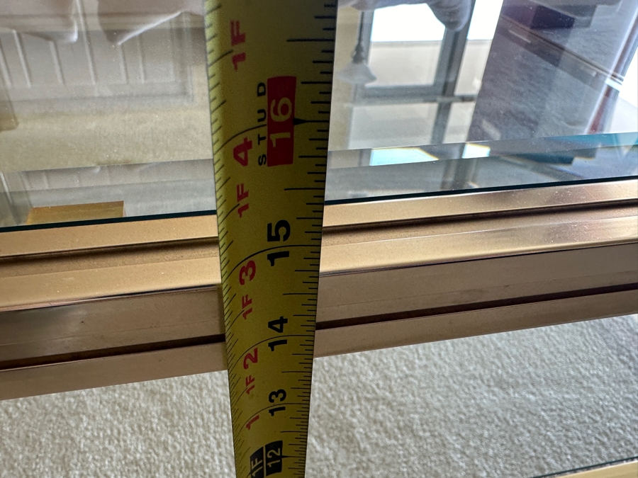 Just Added - Vintage 1970s Pierre Vandel Paris France French 2-Tier Brass/Glass Coffee Table 39.5 X 39.5 X 15H [Photo 8]