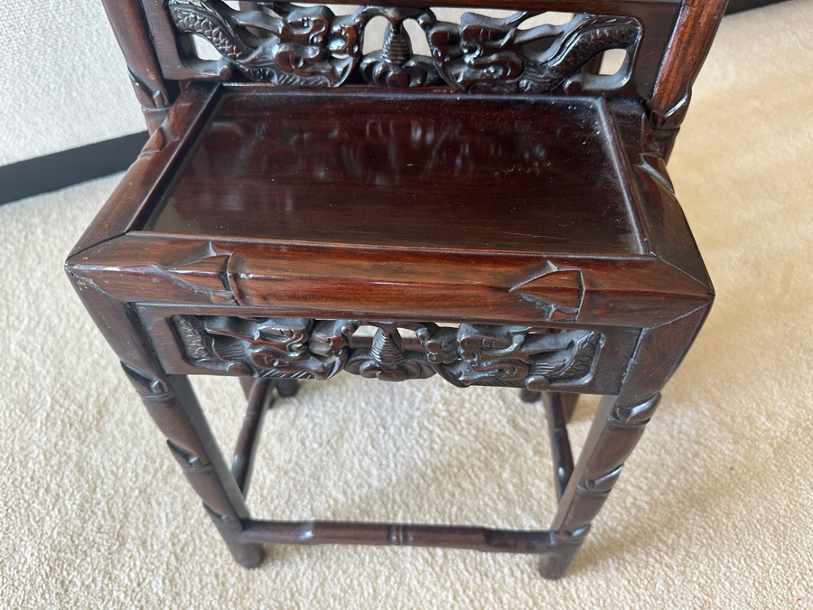 Set Of Four Vintage Chinese Nesting Tables With Dragon Bamboo Motif 19.5W X 14D X 27.5H [Photo 6]