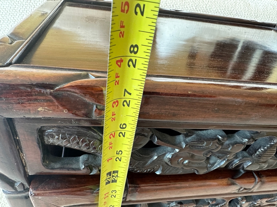 Set Of Four Vintage Chinese Nesting Tables With Dragon Bamboo Motif 19.5W X 14D X 27.5H [Photo 12]