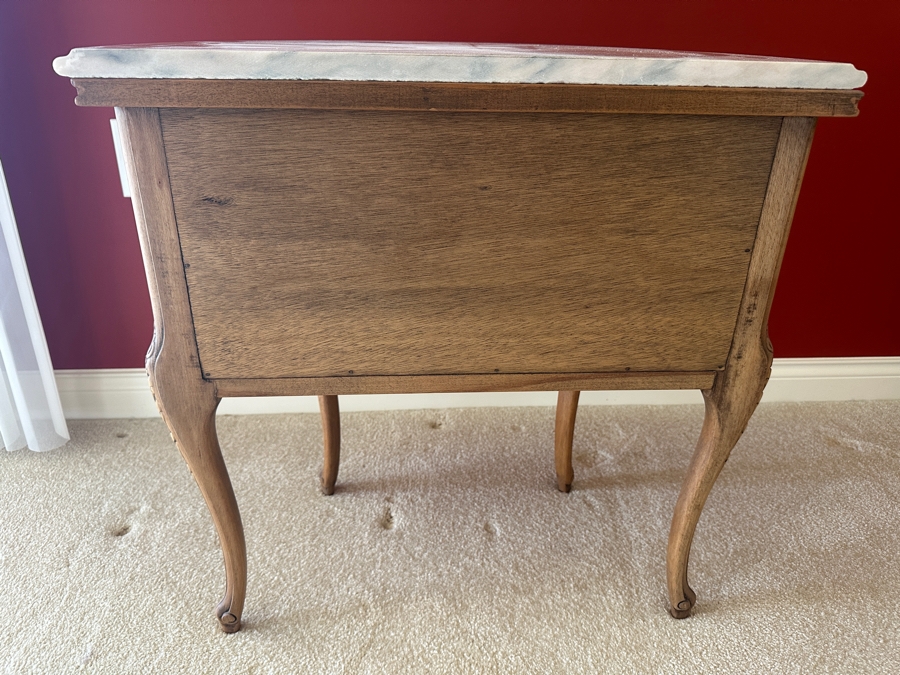 Louis XV Style Marble Top Petite Commode Side Demilune 2-Drawer Table 24W X 14D X 24.5H [Photo 9]