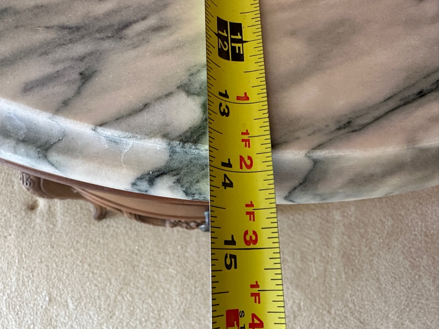 Louis XV Style Marble Top Petite Commode Side Demilune 2-Drawer Table 24W X 14D X 24.5H [Photo 7]