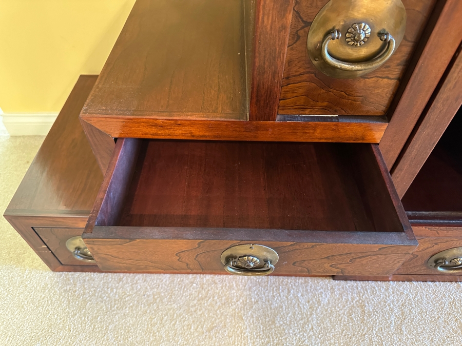 Stunning Vintage Japanese Step Tansu Chest Cabinet With Metal Hardware Two Sided 83W X 18D X 35.5H [Photo 13]