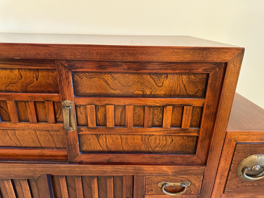Stunning Vintage Japanese Step Tansu Chest Cabinet With Metal Hardware Two Sided 83W X 18D X 35.5H [Photo 4]