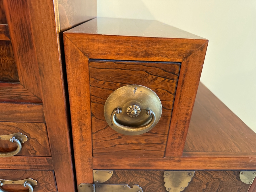 Stunning Vintage Japanese Step Tansu Chest Cabinet With Metal Hardware Two Sided 83W X 18D X 35.5H [Photo 8]