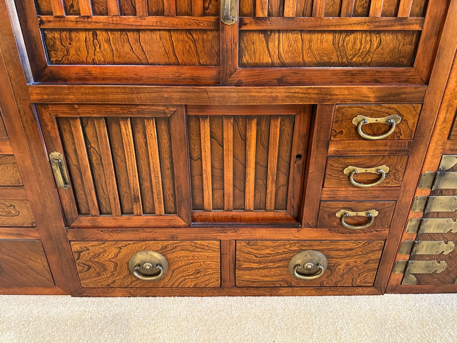 Stunning Vintage Japanese Step Tansu Chest Cabinet With Metal Hardware Two Sided 83W X 18D X 35.5H [Photo 6]