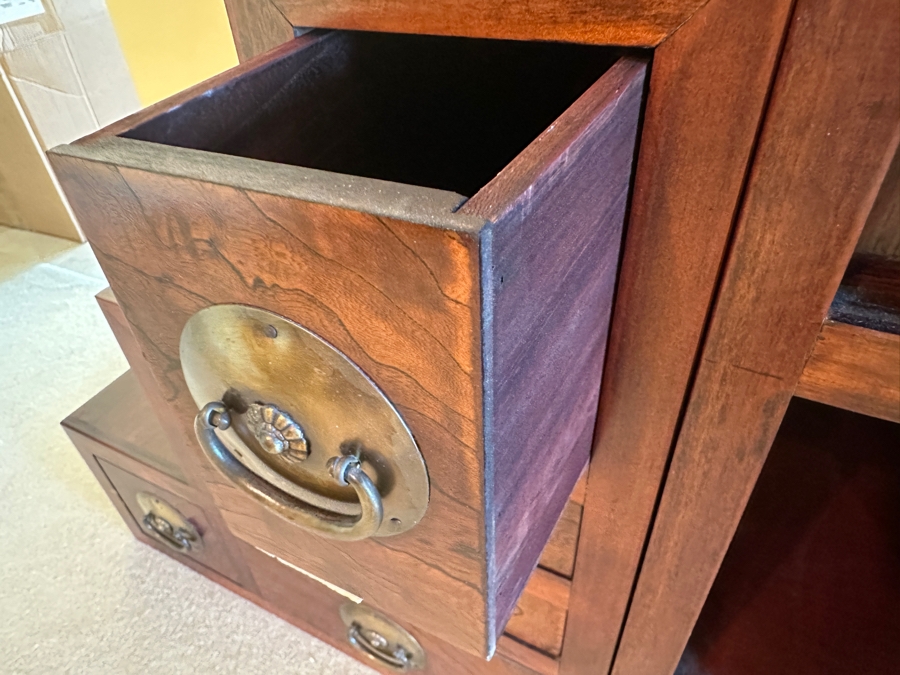 Stunning Vintage Japanese Step Tansu Chest Cabinet With Metal Hardware Two Sided 83W X 18D X 35.5H [Photo 12]