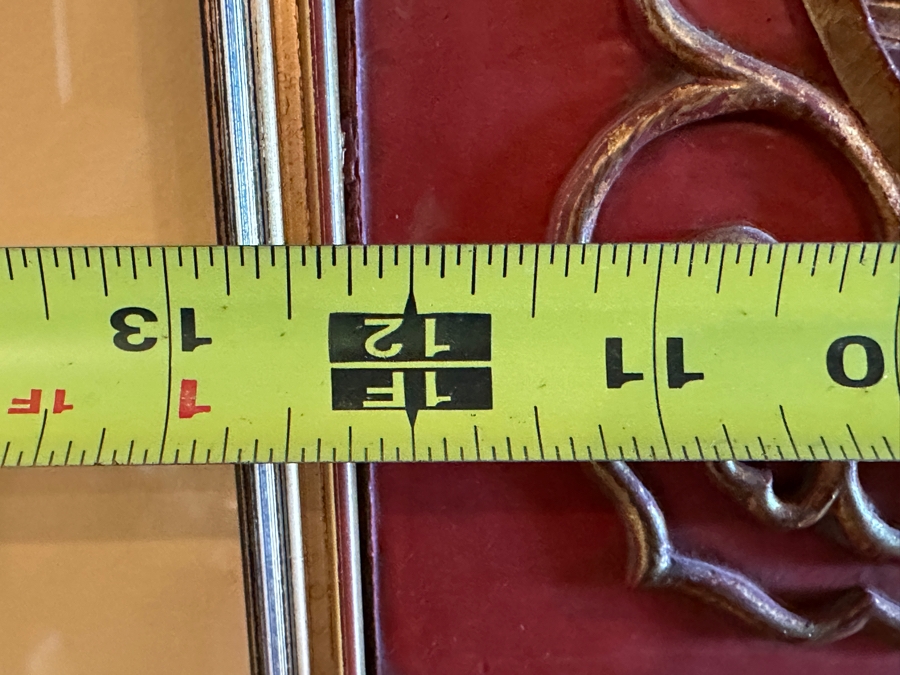 Vintage Chinese Hand Carved Gilt Wooden Red Lacquer Panel 12.5 X 11 Mounted On A Framed Acrylic Panel 23 X 21 [Photo 9]