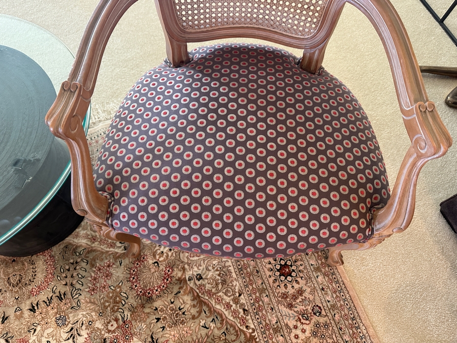 Pair Of Occasional Upholstered Cane Back Armchairs [Photo 3]