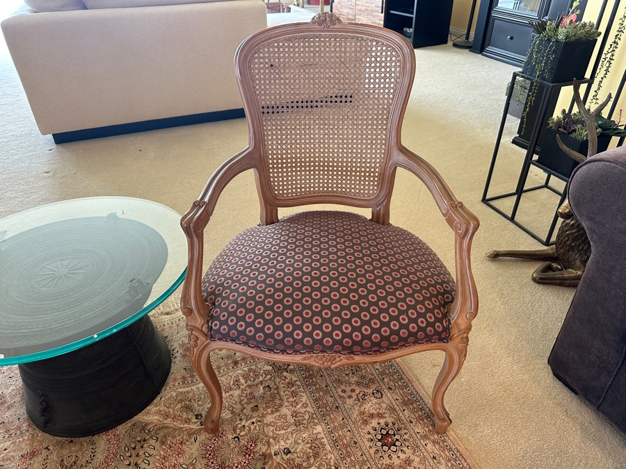 Pair Of Occasional Upholstered Cane Back Armchairs [Photo 2]