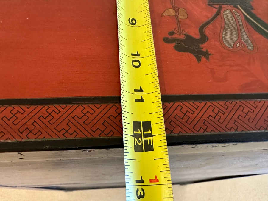 Vintage Chinese Red Lacquer Wooden Hand Painted Alter Cabinet 25W X 12D X 37H [Photo 21]