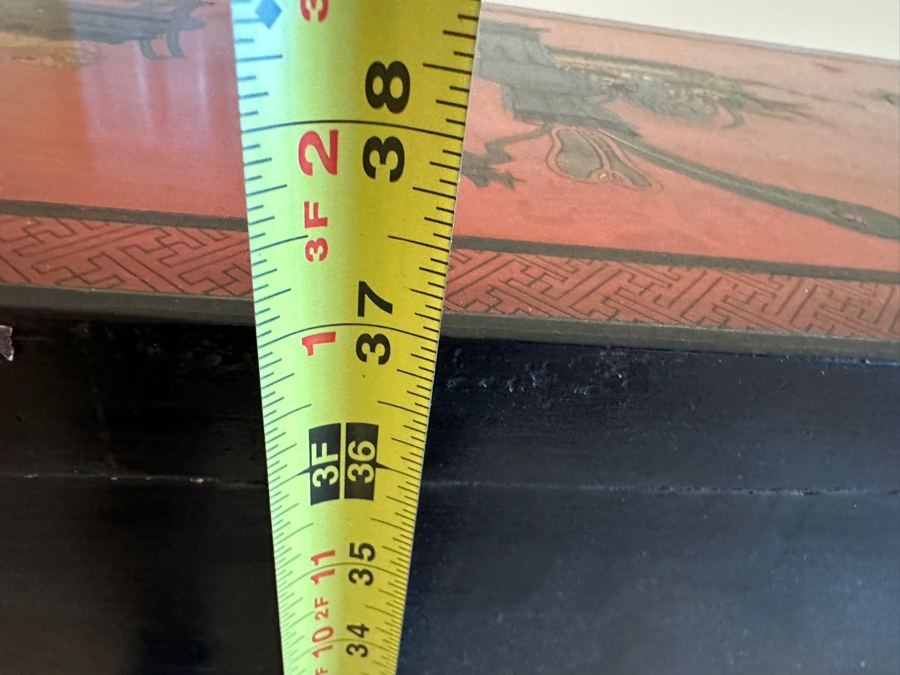 Vintage Chinese Red Lacquer Wooden Hand Painted Alter Cabinet 25W X 12D X 37H [Photo 22]