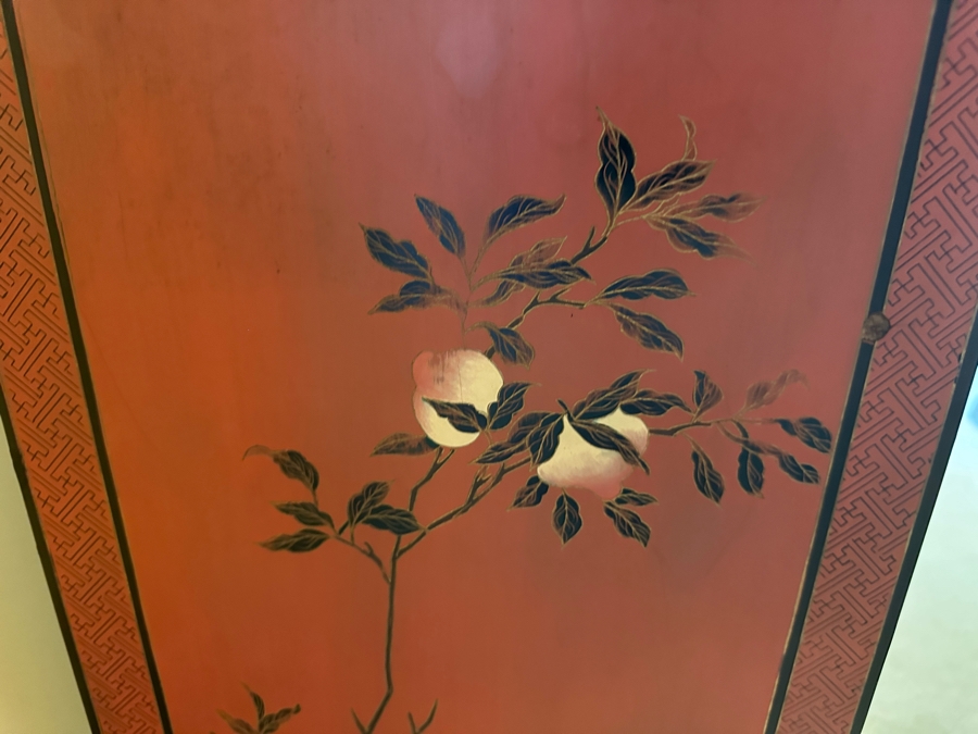 Vintage Chinese Red Lacquer Wooden Hand Painted Cabinet 25.5W X 12D X 37H [Photo 13]