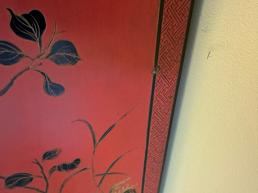Vintage Chinese Red Lacquer Wooden Hand Painted Cabinet 25.5W X 12D X 37H [Photo 11]