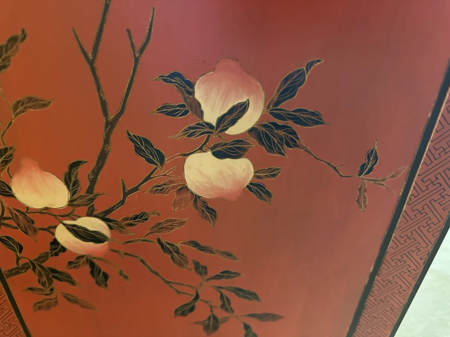 Vintage Chinese Red Lacquer Wooden Hand Painted Cabinet 25.5W X 12D X 37H [Photo 15]