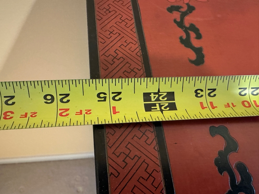 Vintage Chinese Red Lacquer Wooden Hand Painted Cabinet 25.5W X 12D X 37H [Photo 17]