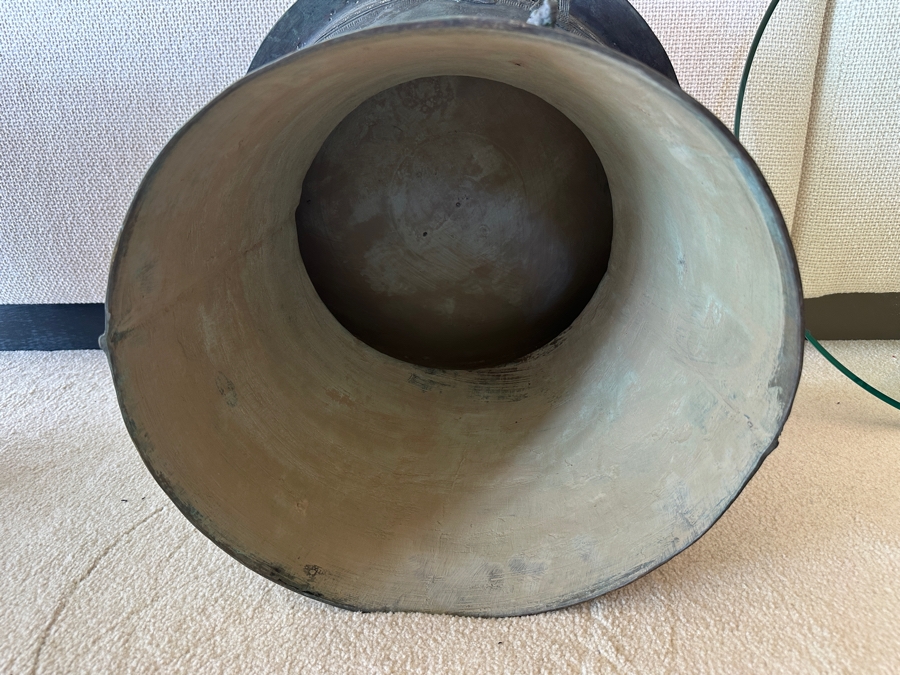 Pair Of Antique Burmese Karen Thai Bronze Metal Four Frog Rain Drum Drink Tables With Glass Tops 20W X 15.5H Glass Top Is 25.5W [Photo 19]