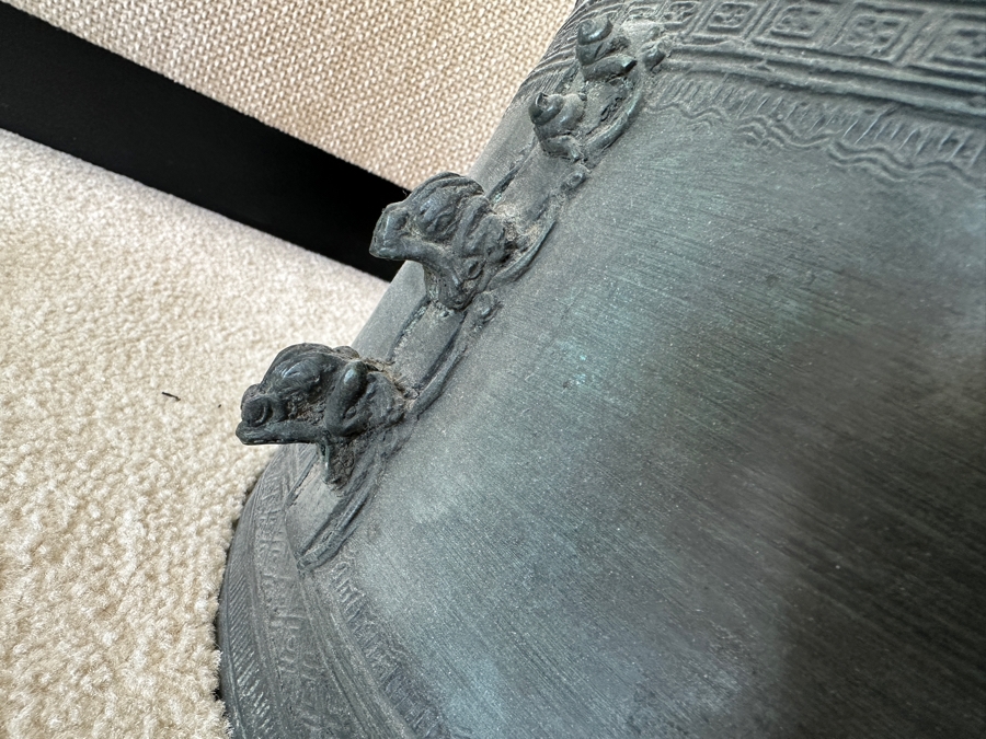 Pair Of Antique Burmese Karen Thai Bronze Metal Four Frog Rain Drum Drink Tables With Glass Tops 20W X 15.5H Glass Top Is 25.5W [Photo 15]