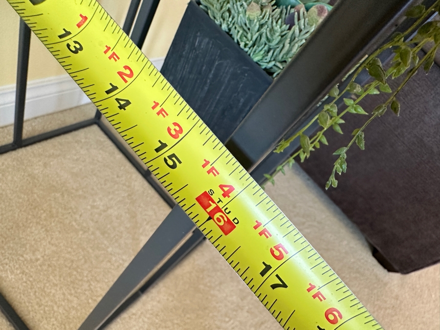 Crate & Barrel Charcoal Cube Planter With Artificial Succulents 16W X 16D X 59H [Photo 6]