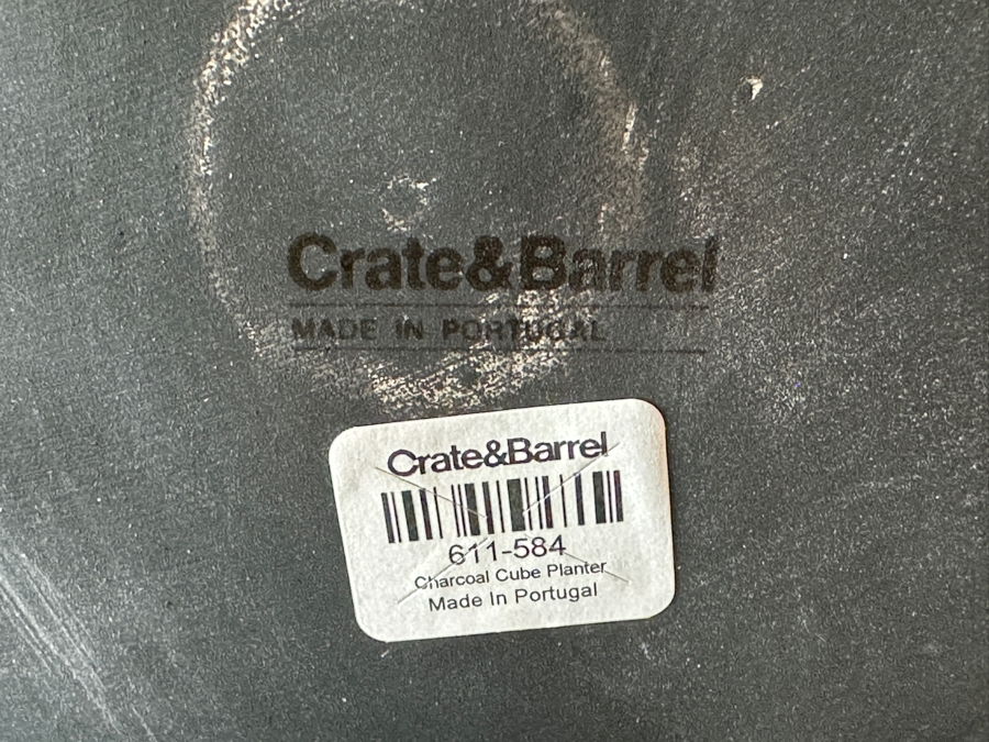 Crate & Barrel Charcoal Cube Planter With Artificial Succulents 16W X 16D X 59H [Photo 9]