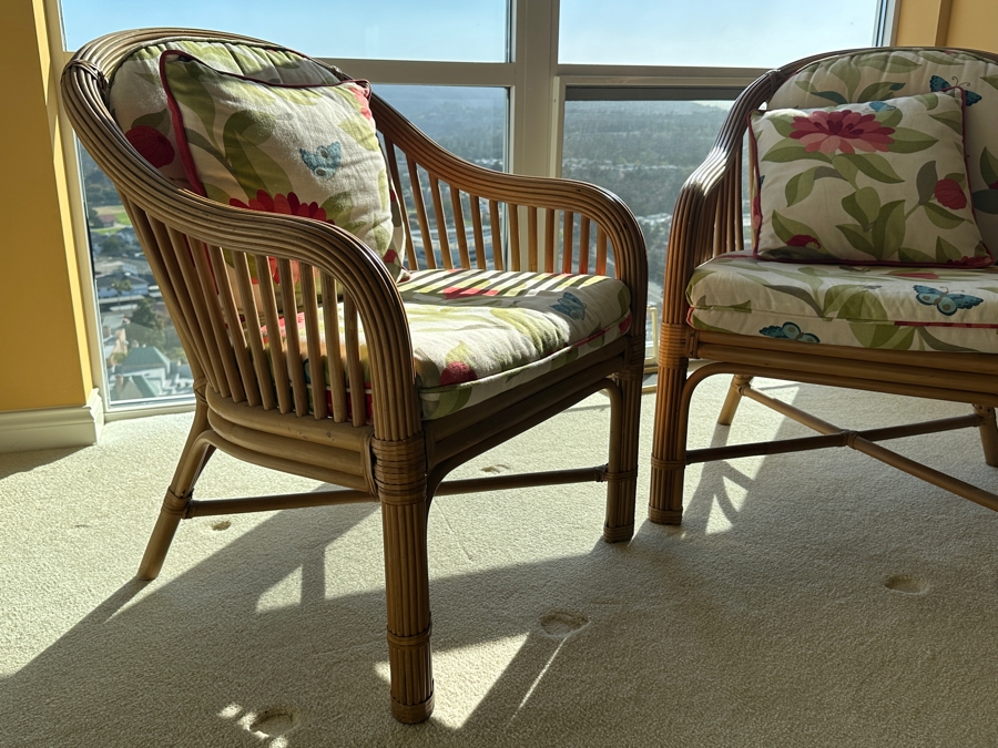 Pair Of Rattan Occasional Armchairs [Photo 7]