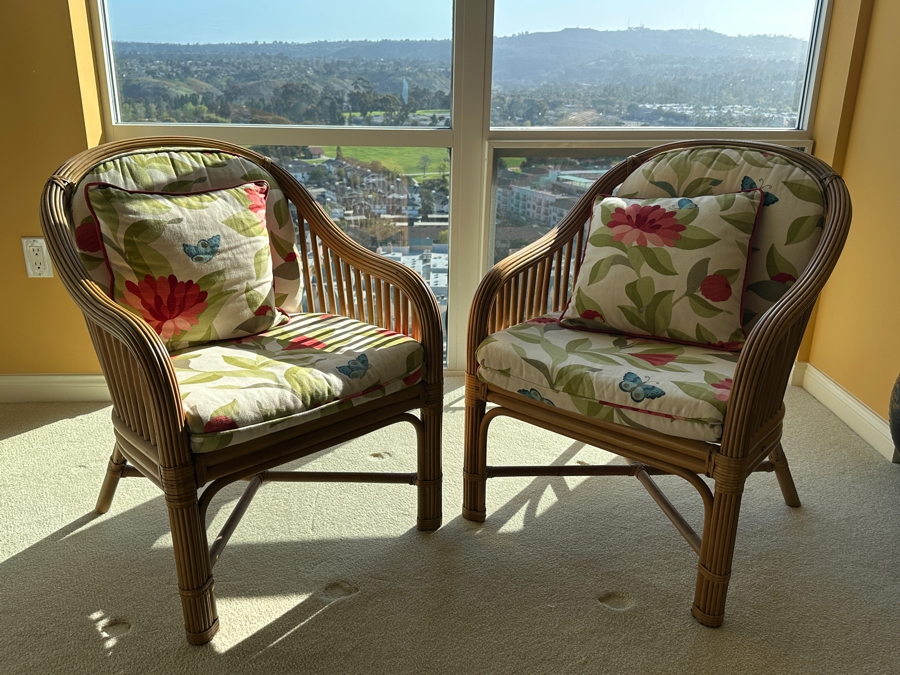 Pair Of Rattan Occasional Armchairs [Photo 5]