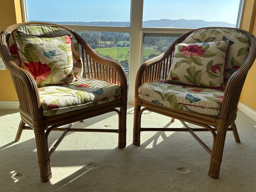 Pair Of Rattan Occasional Armchairs [Photo 2]