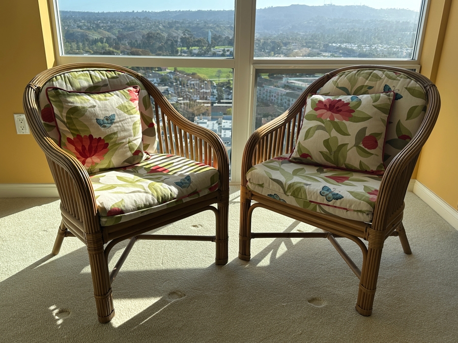 Pair Of Rattan Occasional Armchairs [Photo 4]
