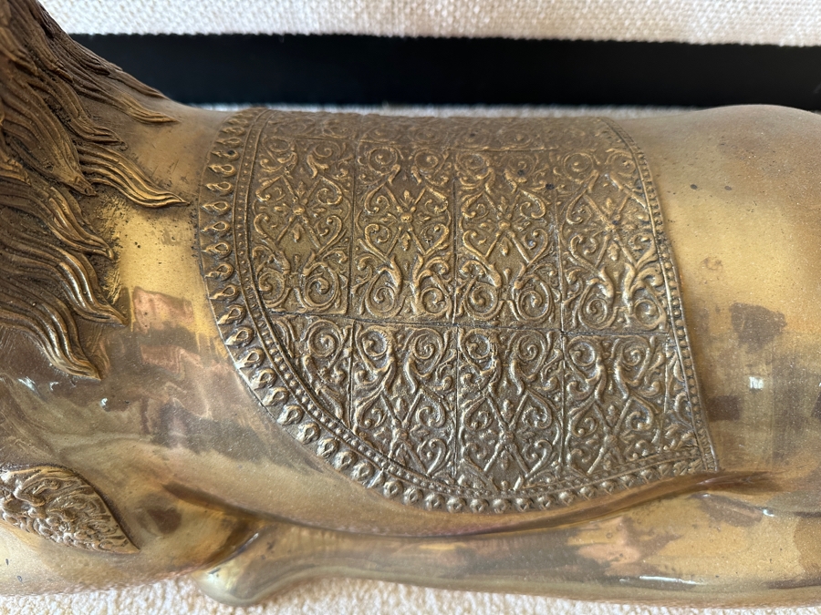 Pair Of Vintage 1970s Large Solid Brass Seated Deer Sculptures Statues 28W X 8D X 27H [Photo 6]