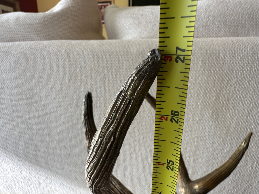 Pair Of Vintage 1970s Large Solid Brass Seated Deer Sculptures Statues 28W X 8D X 27H [Photo 18]