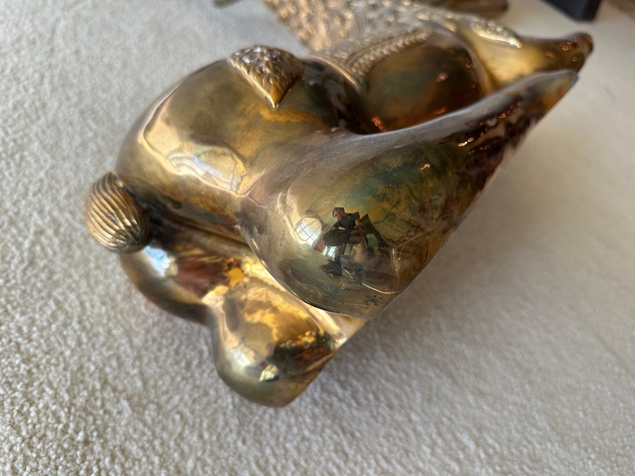 Pair Of Vintage 1970s Large Solid Brass Seated Deer Sculptures Statues 28W X 8D X 27H [Photo 12]