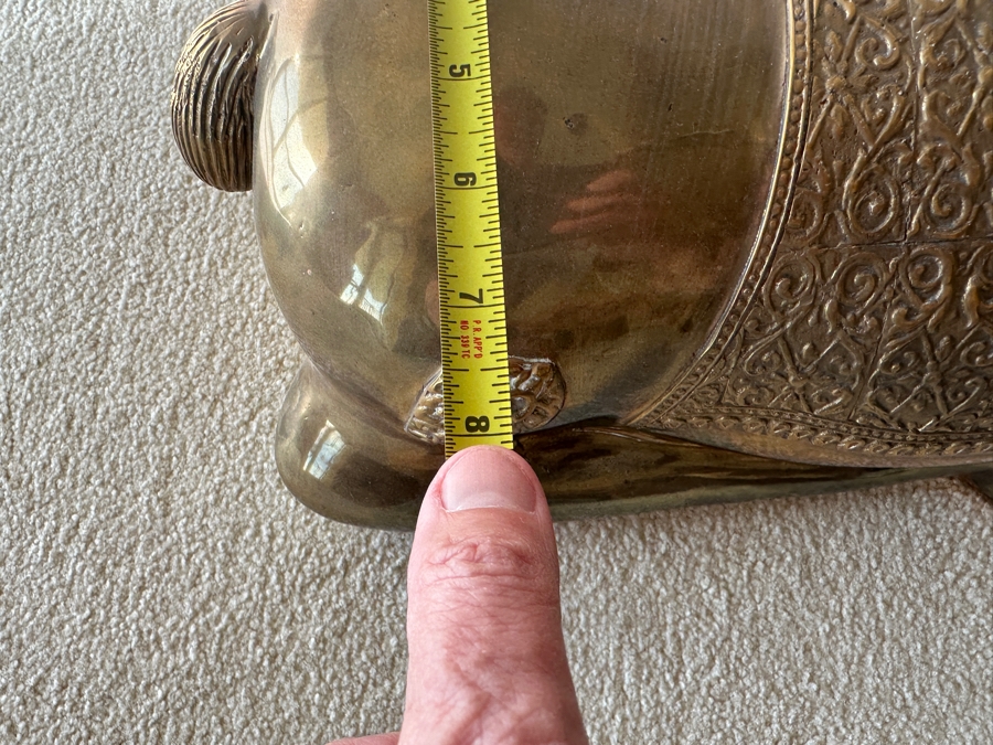 Pair Of Vintage 1970s Large Solid Brass Seated Deer Sculptures Statues 28W X 8D X 27H [Photo 17]