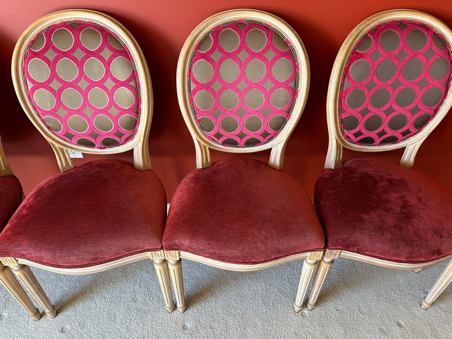 Set Of Six Upholstered Wooden Dining Chairs (Set 1 Of 2) [Photo 5]