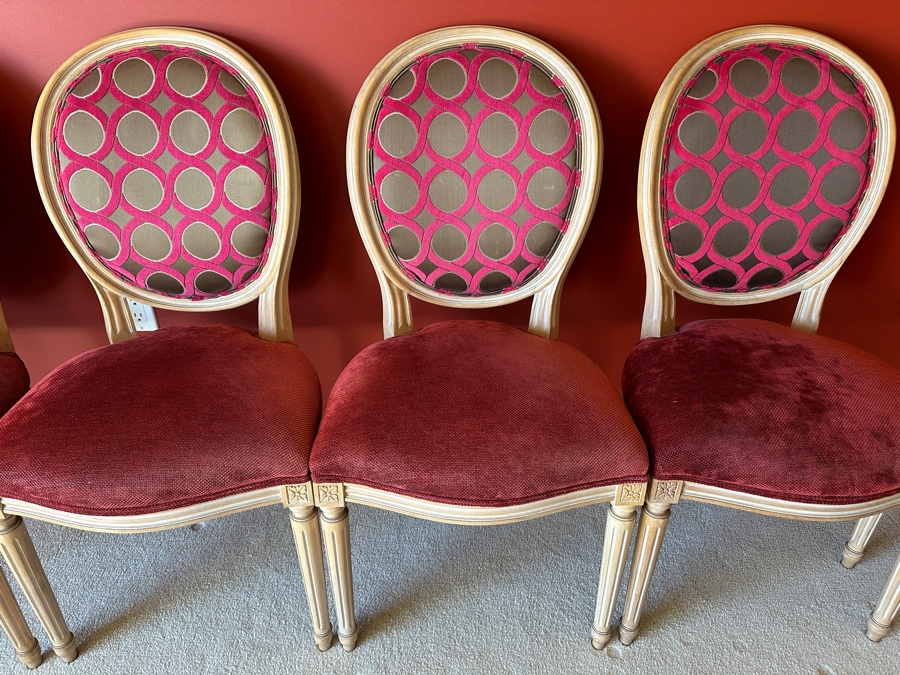 Set Of Six Upholstered Wooden Dining Chairs (Set 2 Of 2) [Photo 4]