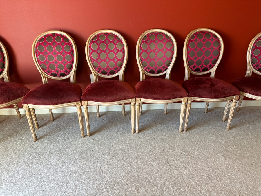 Set Of Six Upholstered Wooden Dining Chairs (Set 2 Of 2) [Photo 3]