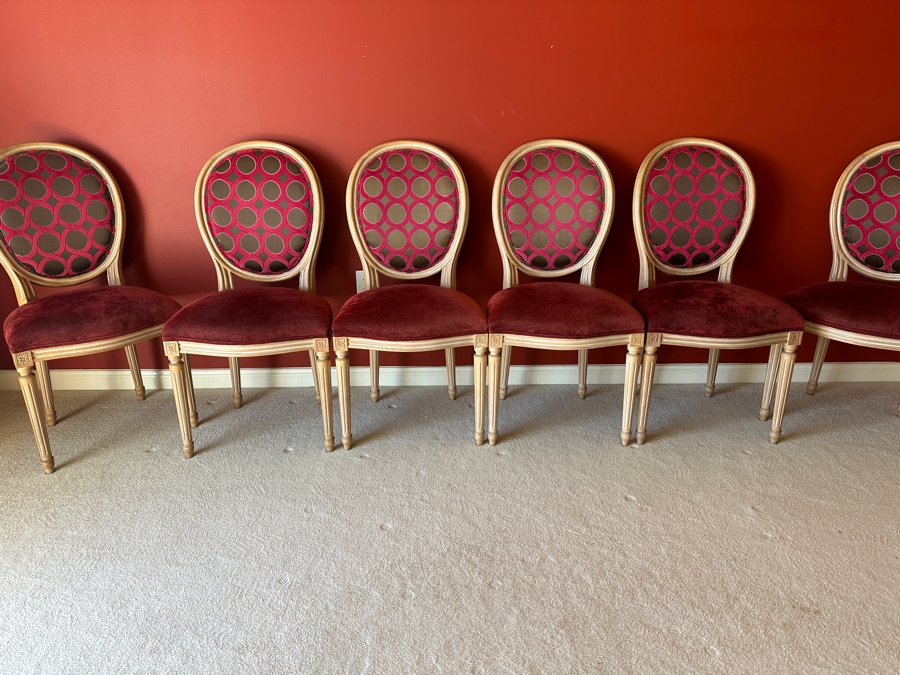 Set Of Six Upholstered Wooden Dining Chairs (Set 2 Of 2) [Photo 2]